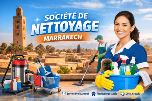 Société de nettoyage Marrakech - Équipe professionnelle nettoyant des bureaux
